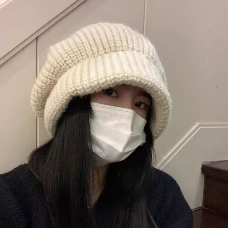 Wholesale Large size large head circumference beret women autumn and winter knitted wool hat face show small pile hat winter bucket hat